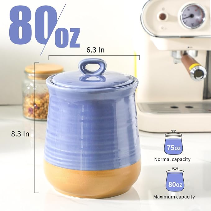 Hasense Food Storage Jar, Ceramic Kitchen Canister with Airtight Lid, 75 FL OZ Food Storage Containers, Candy Jar for Coffee, Sugar, Tea, Flour and More, Wedding Gift, Purple