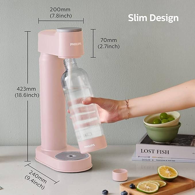 PHILIPS ADD4901PKO Sparkling Water Maker, 1L Bottle, Plastic-Pink