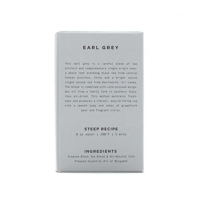 Onyx Coffee Lab Earl Grey Black Tea Bags (15 Count) - Smooth-Bodied Earl Grey Loose Tea Leaves w/Grapefruit & Citrus Notes - Specialty Earl Grey Tea