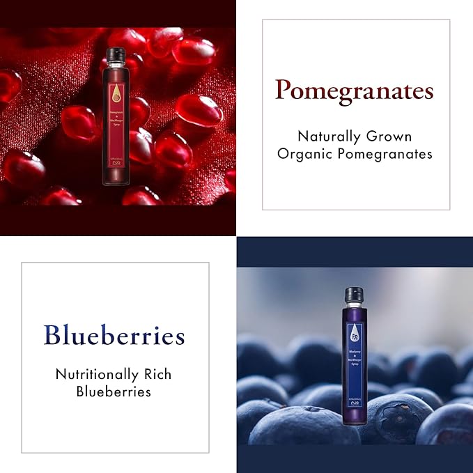 [Micoas] Pomegranate & Rice Vinegar Syrup, Blueberry & Rice Vinegar Syrup, Drinking Vinegar, Shrub, For Gift, Alternative to Alcohol Drink, With Kombucha , Gluten Free , Made in Japan, 200ml (6.8 oz), 2 Pack
