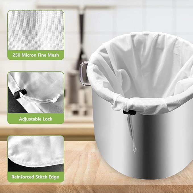 Brew Bags, 4pcs Brew In A Bag, Reusable Wine Straining Bag for Homebrewing, Fine Mesh Bag for Boiling, Durable Bag, Large 22×26 Polyester Strainer Bag