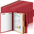 48 Pcs Classification Folders Letter Size, 2 Divider Pressboard File Folders with 3. 5 Inch Expansion, 2 Prongs Fastener, Heavy Duty Office File Organizers for Teachers, Medical (Dark Red)