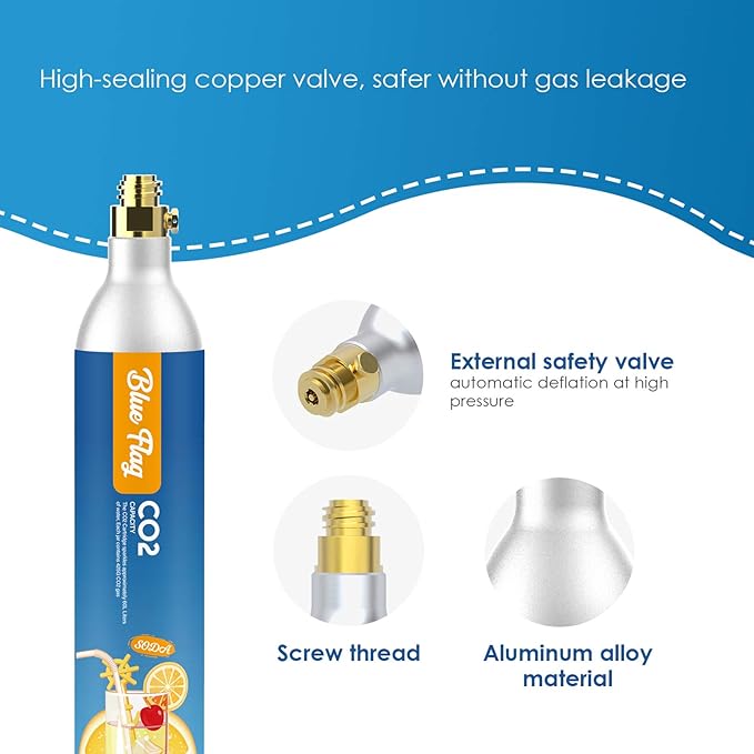 Blue Flag 60L Co2 Carbonator Compatible with Sodastream Appliances (Excluding Art, Terra Seltzer Maker), 14.5oz, Set of 2