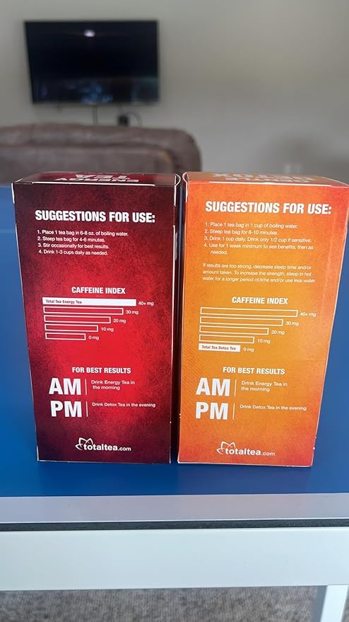 Total Tea Detox Tea & Energy Set - 25 Day Detox - Herbal SIim Tea with Chamomile - Hibiscus Tea and Ginger Root for Colon Cleanse – Natural Citrus & Cinnamon Fruit Tea for Digestive Health
