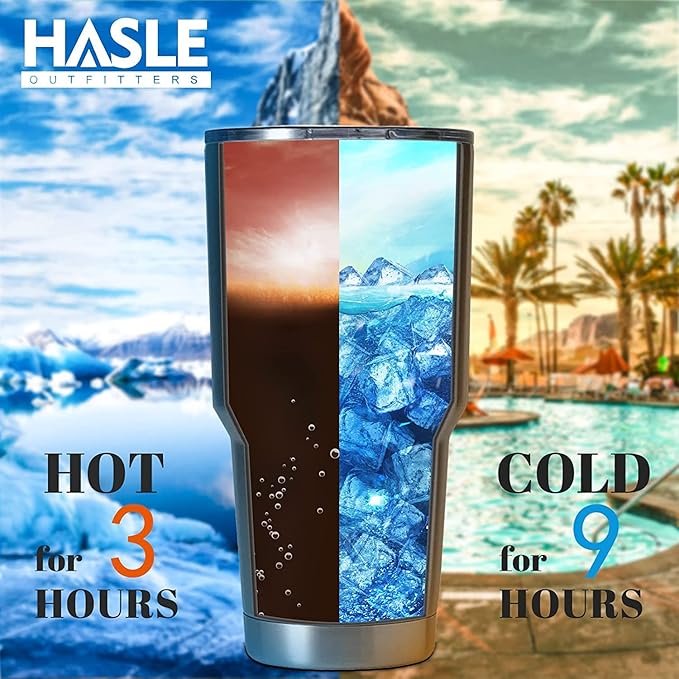 HASLE OUTFITTERS 30oz Stainless Steel Tumbler, Double Wall Vacuum Insulated Travel Mug Tumbler, Durable Insulated Coffee Mug, Gift Box Set (Navy, 12)