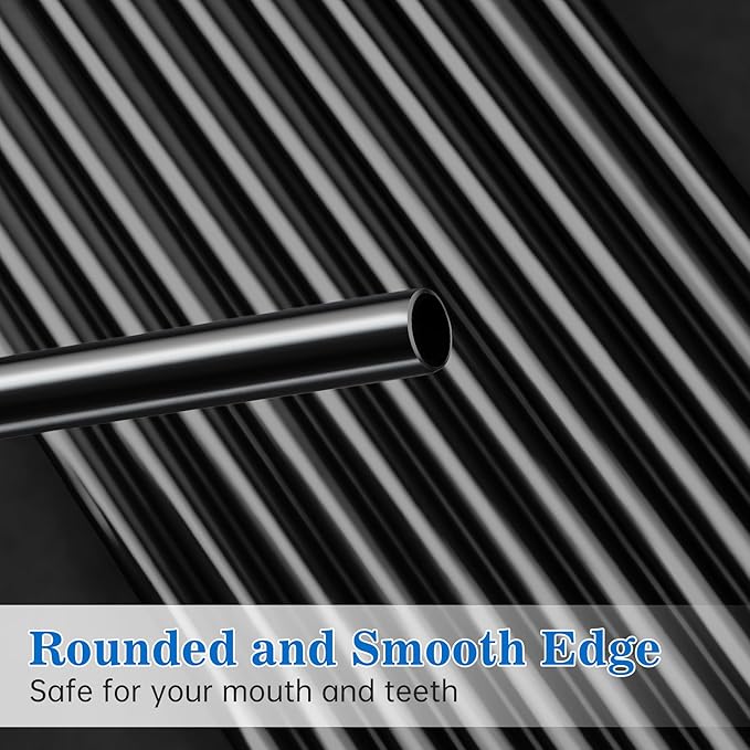 Tomorotec 40oz Straws, 14PCS Stainless Steel Replacement Straws for Stanley 40oz Adventure Quencher Travel Tumblers with Cleaning Brushes 2PCS, Food-Grade, Dishwasher Safe for Smoothies (Black)