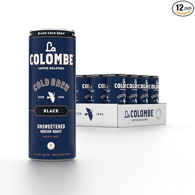 La Colombe Coffee, Cold Brew Black, Unsweetened, 11 fl oz Cans (Pack of 12), Coffeehouse Quality, Natural Sweetness, Specialty Grade Coffee Beans, Ready-to-Drink On-the-Go