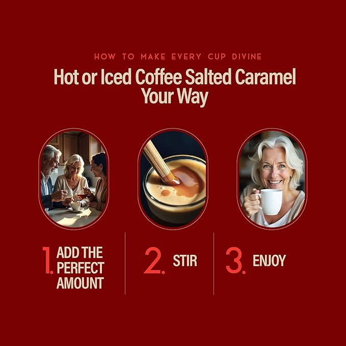 RIO Salted Caramel Coffee Syrup, Perfect for Hot or Iced Drinks & Desserts, Sweet & Salty Flavoring Sweetened with Pure Cane Sugar, Barista-Grade Flavor Syrups for Coffee Drinks at Home & Work - 700ml