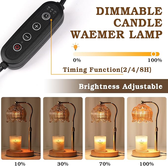 Christmas Birthday Gifts for Women, Candle Warmer Lamp with Timer & Height Adjustable, House Warming Gift for New Home Enssentials, Gift for Mom Grandma, Flower Candle Warming Lamp