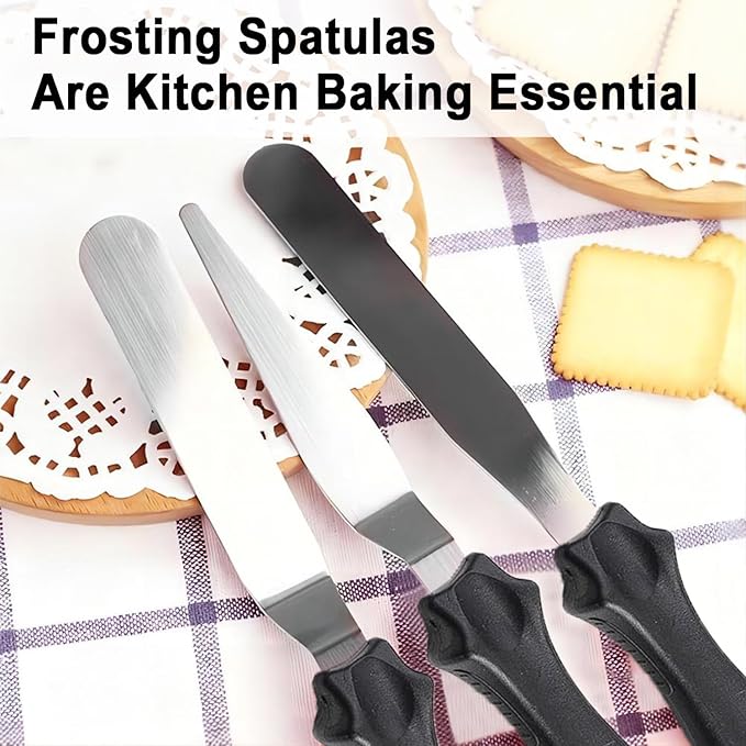 3pcs Small Icing Spatula,Lmoszuak Professional food grade stainless steel cake spatula,with Sturdy & Durable Handle Cake Spatula,Frosting smoother spatulas for cake decorating,Baking(4 inch)