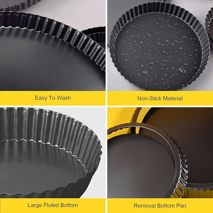 9 Inch Fluted Tart Pan Fruit Pie Pans With Removable Base Nonstick Coating Tarts Molds for Baking Supply For Pizza Tartlet Cake Quiche