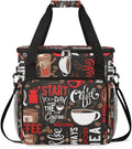 Red Start Day With Coffee Coffees Maker Carrying Bag Coffee Machine Travel Storage Tote Bag Compatible with K-Mini or K-Mini Plus, Portable Single Serve Coffees Brewer Case with Pockets for K-Cup Pods