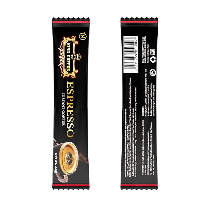 King Coffee Espresso Instant Coffee Vietnamese Coffee Trung Nguyen international Arabica Instant Coffee Mix Medium Roast 15 sticks per box x 2.5g - Pack of 12