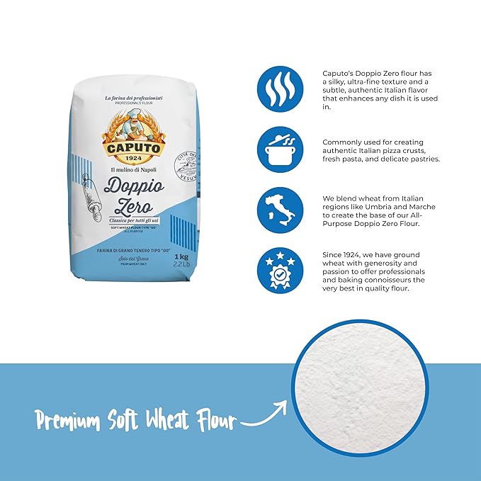 Antimo Caputo Classic All-Purpose Flour (Doppio Zero) - 2.2 LB (1 KG) - 2 Pack