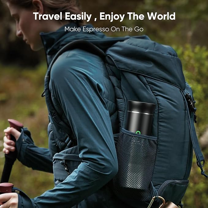 Portable Espresso maker, Travel Coffee Machine for Camping, Car Self-Heating Coffee Maker with USB-C,Compatible With Ground Coffee & NS Capsules, Portable Espresso Machine for RV, Hiking, Home