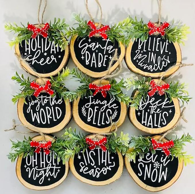 Christmas Stencils for Painting on Wood Slice,58pcs Small Christmas Stencil Xmas Holiday Templates