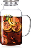 Glass Water Pitcher with Lid and Spout, 1 Gallon Heat Resistant Borosilicate Glass Carafe, Temperature Safe