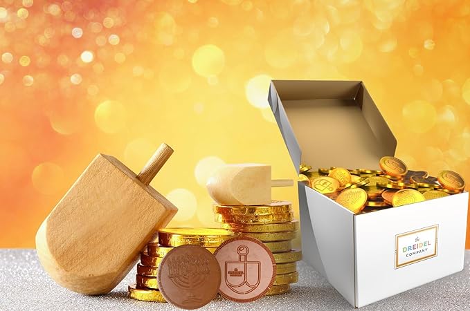 The Dreidel Company Chocolate Candy Milk Chocolate Coins, Hanukkah Gelt, Gold Coins, Made with Belgian Chocolate (1000-Pack)
