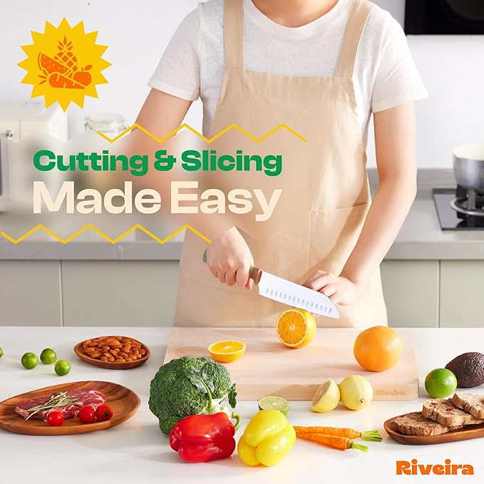 Riveira Maple Wood Cutting Board – Versatile and Durable: Set Of 2 Pcs Rectangular Wooden Cutting Board – Natural Wooden Cutting Boards For Kitchen – Complete Maple Wooden Chopping Board
