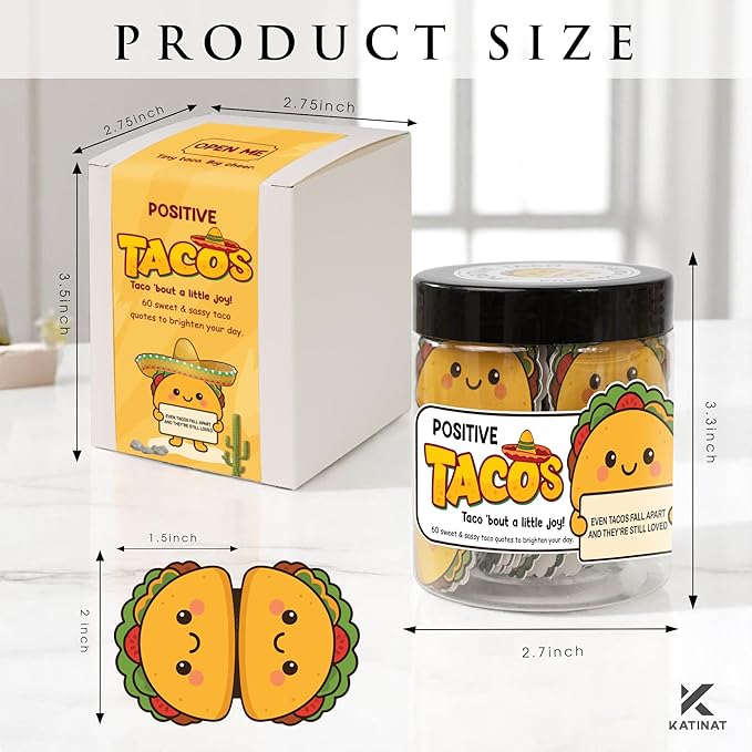 Emotional Support Taco Jar- 60 Funny Affirmation Cards Birthday Christmas Gifts for Women Men Teens Stocking Stuffers Teen Girls Son Mom Dad Daughter Sister Friend Coworkers Teachers Gifts