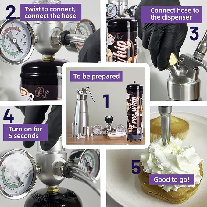 2.2L Whipped Cream Charger 1364G Whip Cream Charger Cartridges Whip Cream Charger Cylinder Food Grade Original Flavor (99.99% purity gas) 2-Count