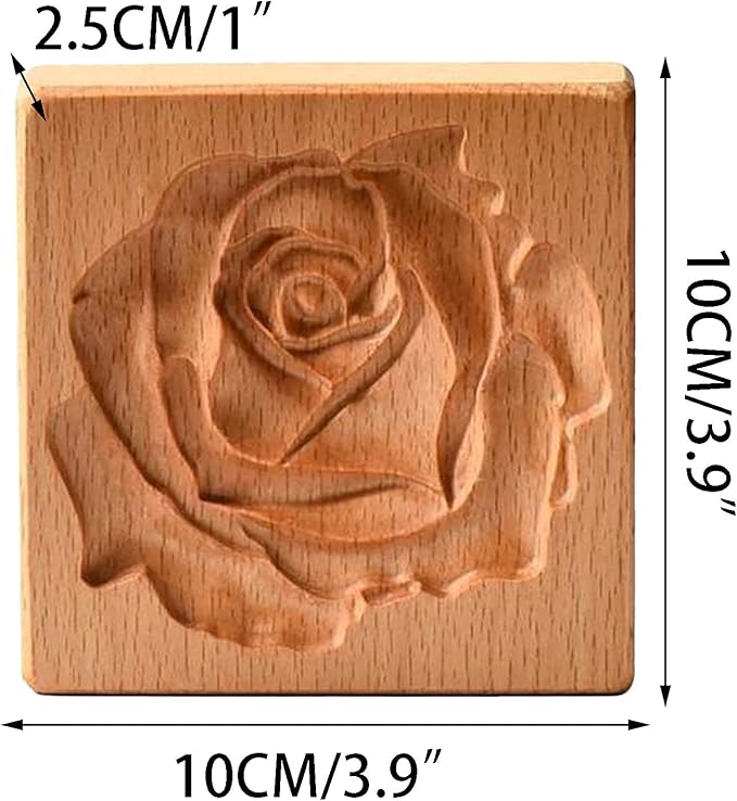 Wooden Cookie Biscuit Mold, 3D Baking Mold, Embossing Craft Decorating Baking Tool, Suitable for Halloween Thanksgiving Christmas Kitchen DIY (Large Flower 10 * 10 * 2)
