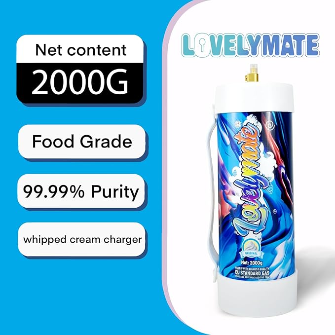 Whipped Cream Charger Tank 3.3L 2000G Whip Cream Charger Cylinder Food Grade Flavored (Tips Included) (6, Original)