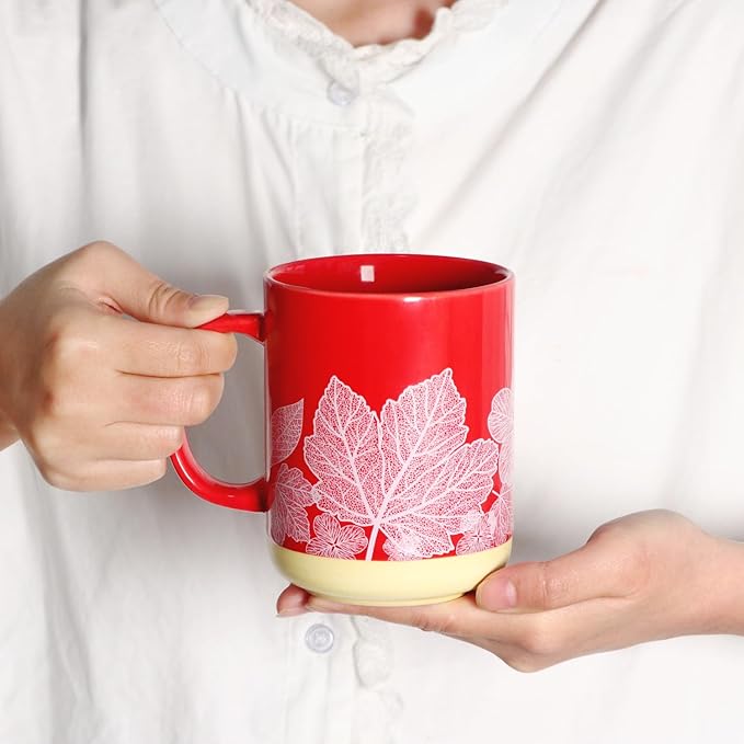17 oz Large Coffee Mug with Handle Tea Cup Novelty Coffee Cup for Men Women Office Work.Microwave and Dishwasher Safe, Red
