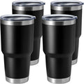 HASLE OUTFITTERS 30oz Stainless Steel Tumbler, Double Wall Vacuum Insulated Travel Mug Tumbler, Durable Insulated Coffee Mug, Gift Box Set (Black, 4)