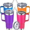 20 oz Tumbler with Handle Stainless Steel Insulated Coffee Mug Tumbler with Lid and Straw Double Wall Vacuum Insulated Coffee Mug Leak Proof Travel Mug Tumbler for Hot and Cold Drink (Mix Color-8)