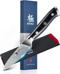 KYOKU Gin Series 3.5" Paring Knife - Japanese VG10 Damascus Stainless Steel Kitchen Knife With Silver Ion Blade, G10 Handle, Mosaic Pin - for Fruit, Vegetable, Peeling, Coring