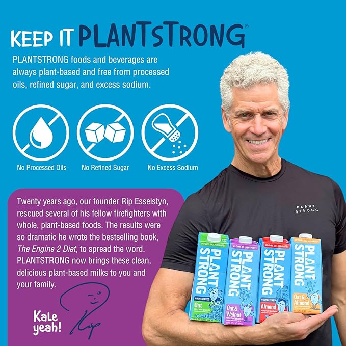 PLANTSTRONG Oat & Walnut Milk 32oz - NON-GMO - Plant Based, Vegan - Gluten Free Dairy Free - Shelf Stable - Lactose Free Milk - No Gums or Oils