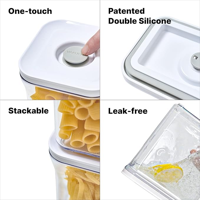 Premium Airtight Food Storage Container. Special Edition Mercury Color 8P/Set. 7pcs Container and Vacuum Sealer. Patented Double Silicone Lining, 100% Leak Proof, BPA-FREE