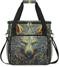 Cool Wolf With Gold Eyes Coffee Maker Carrying Bag, Waterproof Coffee Maker Travel Storage Bag, Portable Coffee Machine Tote Bag Carry on Bag Case with Shoulder Strap for Single Serve Coffee Maker