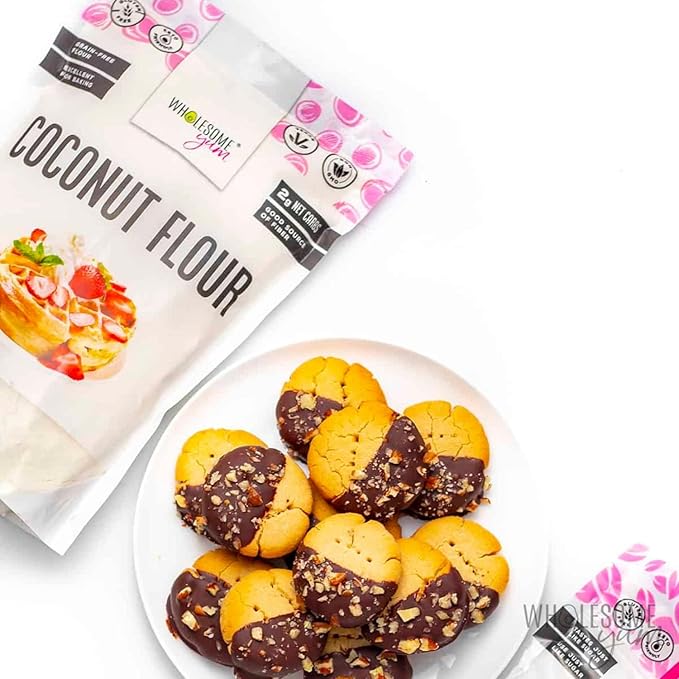 Wholesome Yum Premium Organic Coconut Flour For Baking & More (16 oz / 1 lb) - Low Carb, Gluten Free, Non GMO, Keto Friendly Flour Substitute (Pack of 2)