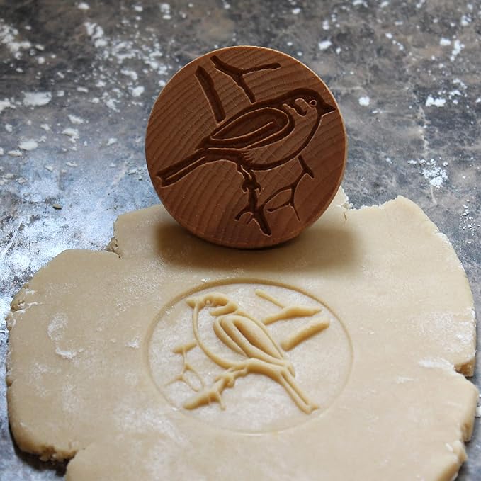 Wood Cookie Stamp, 2.5 Inch (Bird on Branch CS-008)