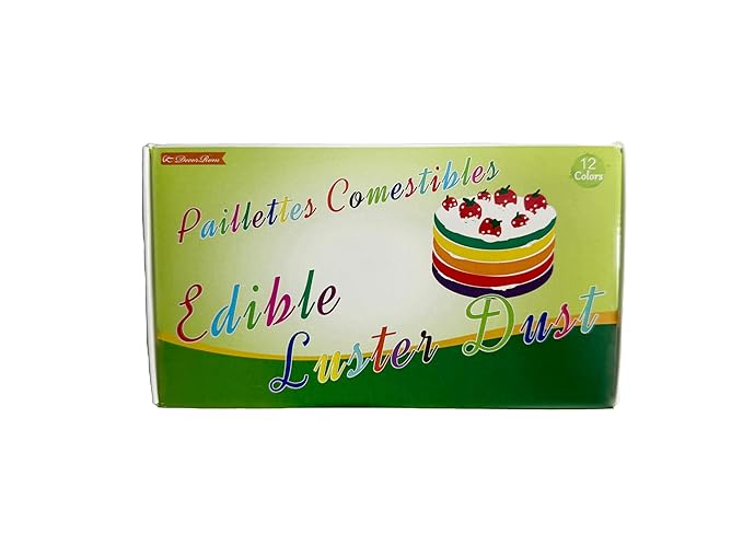 Edible Glitter Set - Luster Dust Edible Set 12 Metallic Colors - Food Grade Coloring Glitter Shimmer Dust Powder, Dusting Powder for Cake Decorating, Baking, Drinks, Fondant, Candy, Cookie - 5g Each