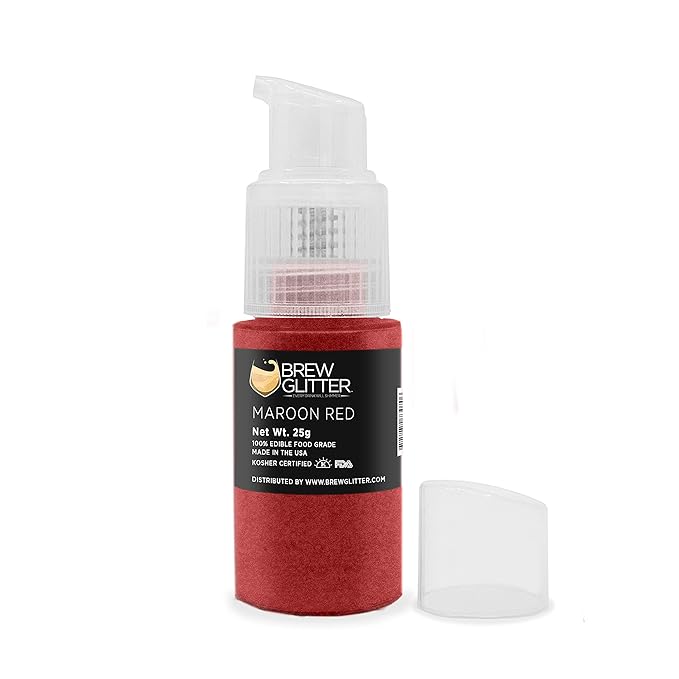 Brew Glitter - Maroon Red (25g Spray Pump 1x Jar) | Edible Glitter for Drinks, Cocktails, Beer, Garnish & Beverages