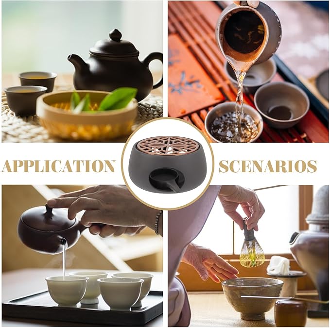 Ceramic Tea Pot Warmer Heater Set Japanese Pottery Teapot Warmer Base Tea Light Candle Holder Tea Stove Warmer for Tea Set Coffee Cup Tea Pot