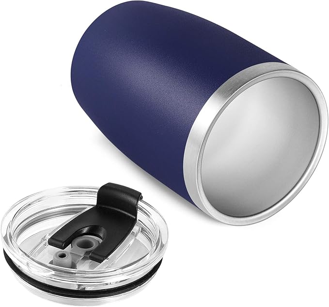VEGOND Stainless Steel 12 oz Tumblers bulk Vacuum Insulated Double Wall Travel Tumbler with Lid and Straw Reusable Tumbler, Navy Blue 6 pack