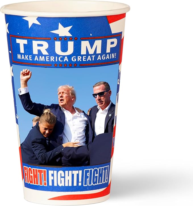 Smygoods Trump Design Disposable Paper Coffee Cups (16 OZ, 50 Count) For Hot Beverages, Tea, Espresso, Cocoa - To Go Drink Containers, Café & Office