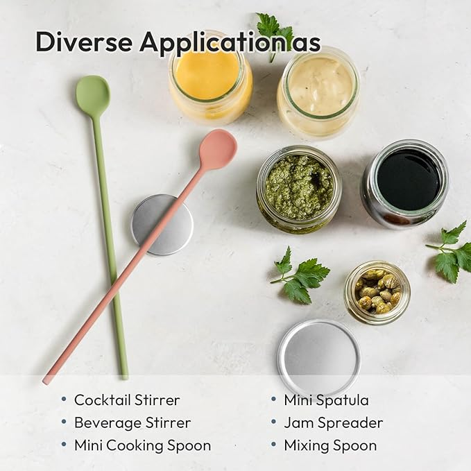 carrotez 9.9" Silicone coffee stirrer, Long Coffee Spoon, Reusable Iced Tea Spoon, Multipurpose Beverage Stirring Spoon - Green
