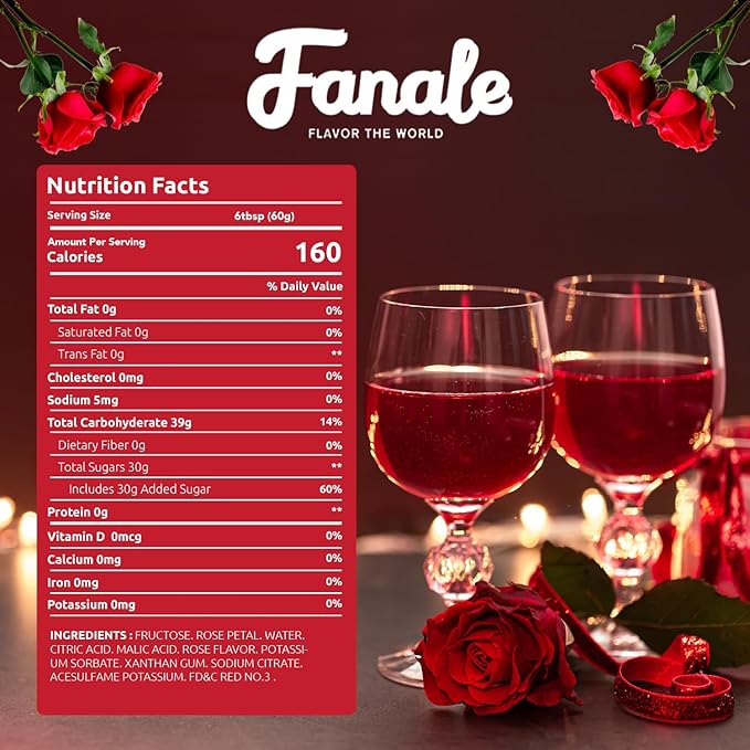 Fanale Premium Flavoring Concentrated Syrup for Bubble Tea 11 lb | Rose Flavor Syrup | for Boba Tea, Smoothies, Slushes, Desserts | 11lb | SRP140