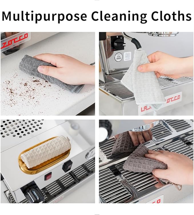 watchget Barista Micro Cloth 6 Pack, Microfiber Barista Cleaning Towels Microfiber Waffle Weave Kitchen Dish Cloth Coffee Bar Towel Coffee Machine Cleaning Cloth, Light Grey(12"x12")