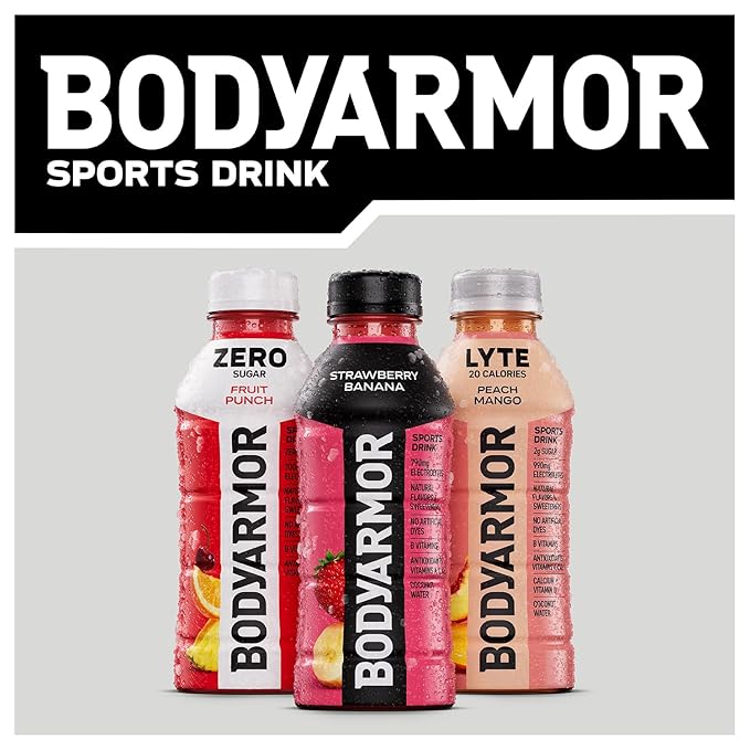 BODYARMOR ZERO Sugar Fruit Punch, Sugar Free Sports Drink - Low-Calorie Hydration - Natural Flavors with Potassium Packed Electrolytes, Antioxidants, and B-vitamins, 20 fl oz (pack of 6)