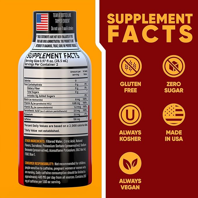 B12 Açaí Pomegranate Extra Strength Energy Shot 48 pk – 260mg Natural Caffeine B12 B6 – Energy & Vitality Support – 2 Servings Sugar Free Zero Calorie Green Tea B-Vitamins Electrolytes Vegan – 1.93 fl oz