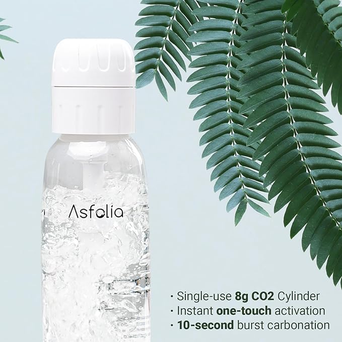 Sparkling Water Maker，AquaBub Portable Soda Maker with 500ml PET Carbonating Bottles, 10x 8g CO2 Cylinders (White)