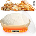 Heating Sourdough Bread Proofing Basket, 4L Electric Thermostatic Silicone Oval Banneton Proofing Bowl with 6 Timer & Temp Settings for Dough Rising, Dishwasher Safe, Foldable Sourdough Starter Bowl