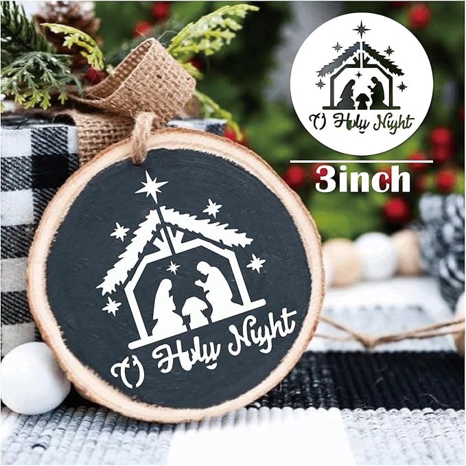 30 Pieces Small Christmas Nativity Stencils for Painting on Wood Reusable Palstic Nativity Scene Stencils for DIY Crafts Ornament Wood Cookie (3in Jesus)