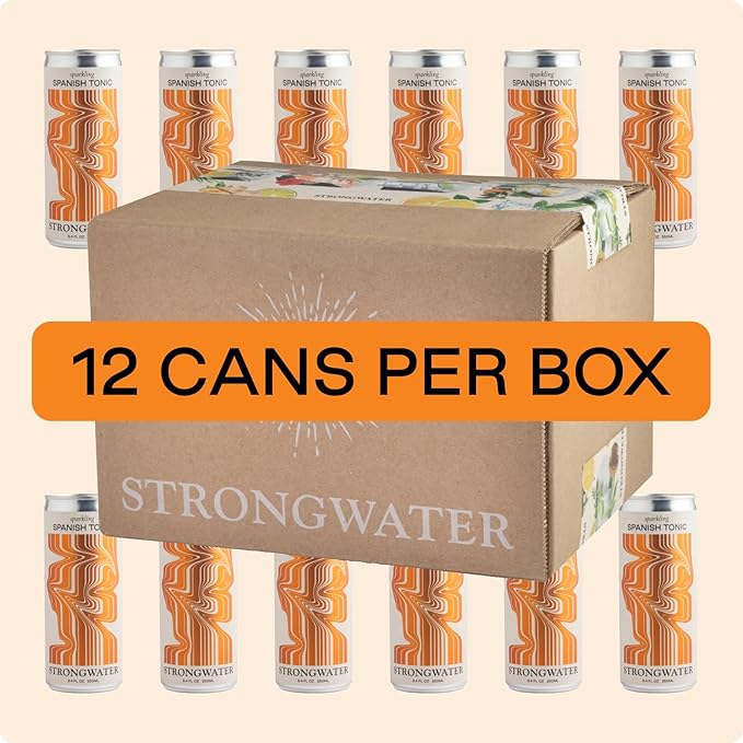 Strongwater Sparkling Spanish Tonic Water - 12 Pack Cans (8.4 Fl Oz Each) - Premium Craft Cocktail Mixer - Orange Blossom Water with Quinine & Tangerine - Real Cane Sugar, No Artificial Flavors